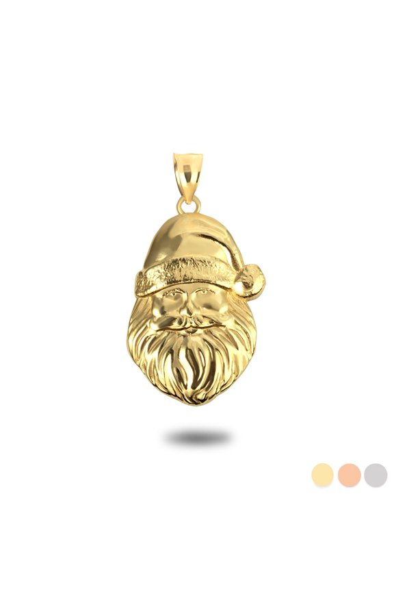 14k Solid Yellow Christmas Spirit Santa Claus Saint Nick Pendant Necklace