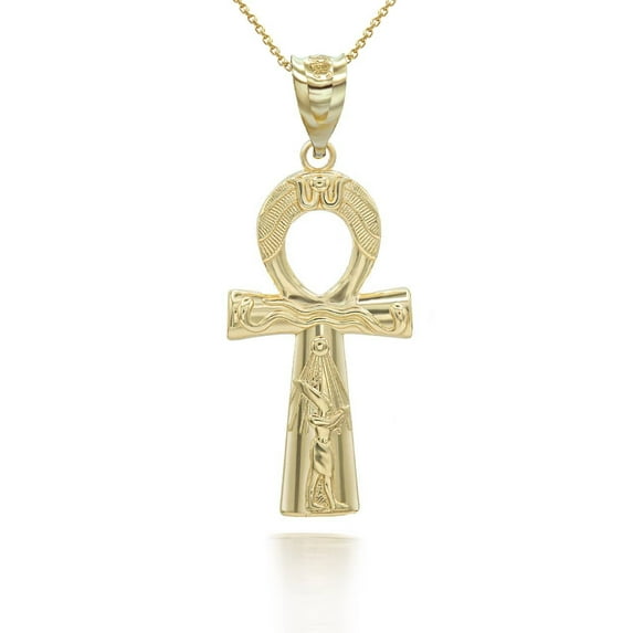 14k Solid Yellow Egyptian Ankh Cross Pendant