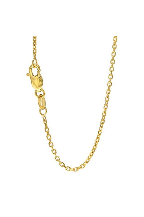 JewelStop 14k Solid Yellow Gold 1.1 mm Round Cable Chain Necklace, Lobster Claw Clasp-16 Inches, 1.4gr.