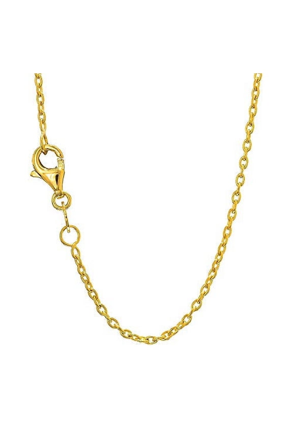 JewelStop 14k Solid Yellow Gold 1.5 mm Round Cable Chain Necklace, Lobster Claw Clasp-18 Inches, 2.6gr.