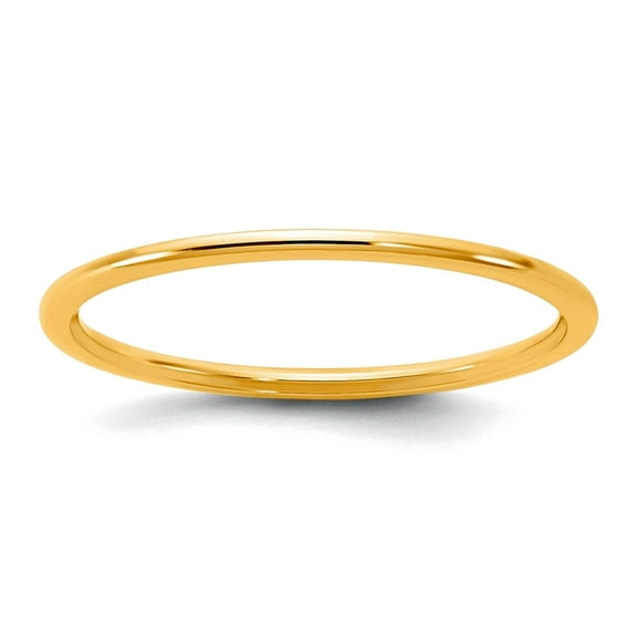 14k Solid Yellow Gold 1mm Half Round Band Size 9 Ring for Women and Men - 1.0 Grams