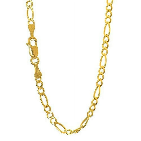 JewelStop 14k Solid Yellow Gold 2.8 mm Figaro Chain Necklace, Lobster Claw Clasp - 16 Inches, 4.1gr.