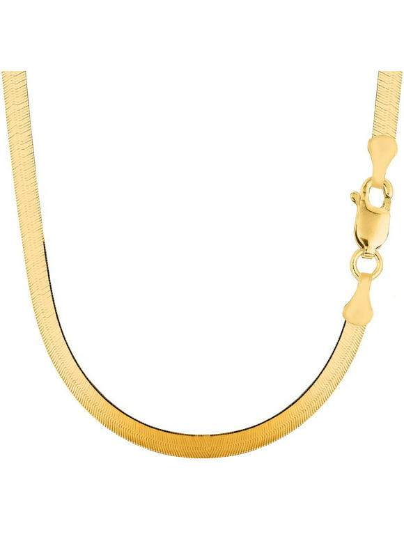 14k Solid Yellow Gold 5.00mm Shiny Imperial Herringbone Chain Necklace or Bracelet for Pendants and Charms with Lobster-Claw Clasp (7", 8", 16", 18" 20" or 24 inch)