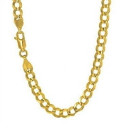 KARAT RUSH JewelStop 14k Solid Yellow Gold 5.7 mm Cuban Curb Chain Necklace, Lobster Claw Clasp - 26 Inches