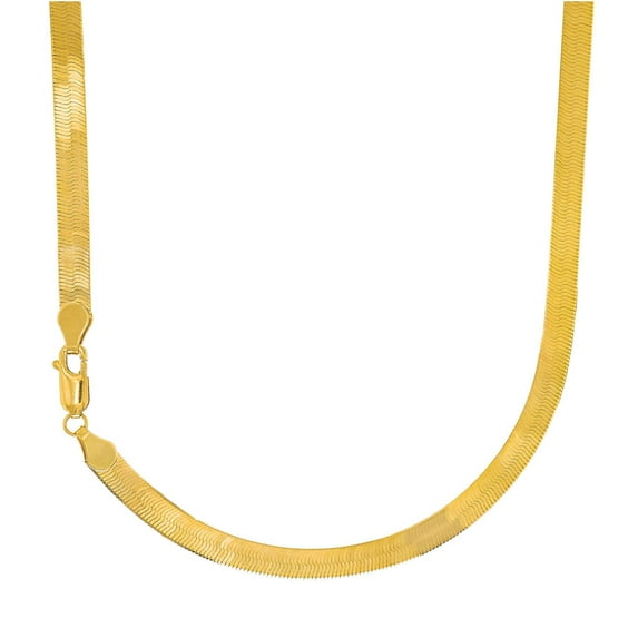 14k Solid Yellow Gold 5 Mm Herringbone Necklace 22" Lobster Claw Clasp