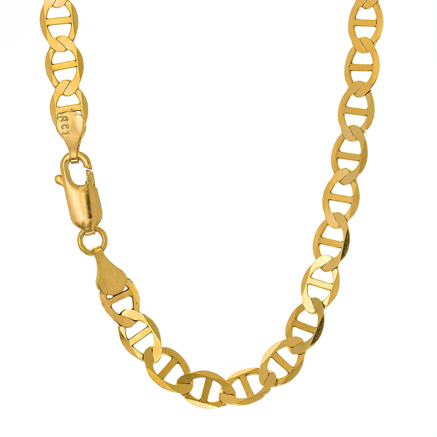 JewelStop 14K Solid Yellow Gold 4.5mm Figaro Chain Bracelet, Lobster Claw - 7 8