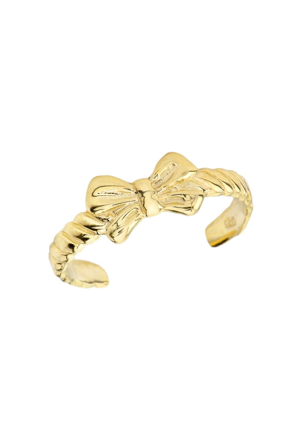 14k Solid Yellow Gold Bow Tie Ribbon Toe Ring