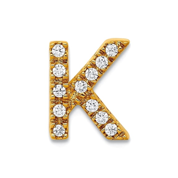 14k Solid Yellow Gold Diamond Letter Name Personalized Monogram Initial K Charm 10.93x8.26mm Wide Pendant Necklace for W
