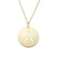 thumbnail image 1 of 14k Solid Yellow Gold Disc Initial A Necklace with Lobster Claw Clasp, Letter A Pendant 15mm , 0.8mm Cable Chain (18"), 1 of 3