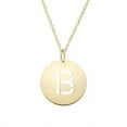 thumbnail image 1 of 14k Solid Yellow Gold Disc Initial B Necklace with Lobster Claw Clasp, Letter B Pendant 15mm , 0.8mm Cable Chain (18"), 1 of 3