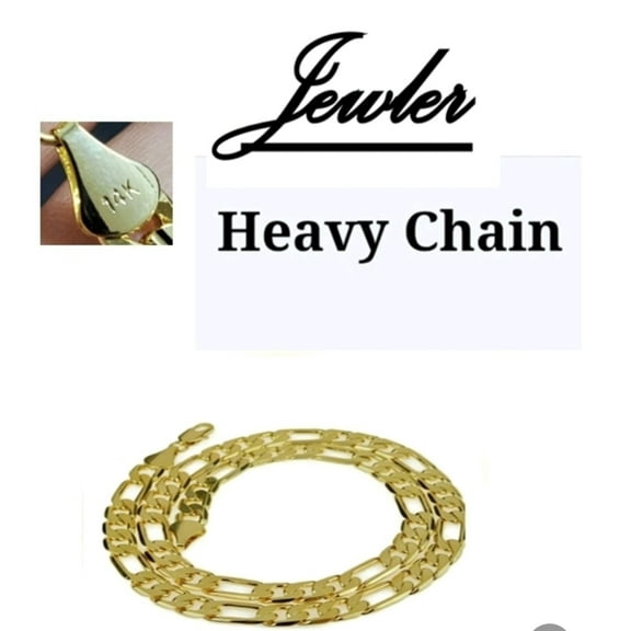 14k Solid Yellow Gold Filled Figaro Chain Necklace (5mm 6mm 7mm 8mm) for Women and Men by JEWLER