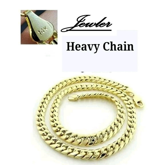 14k Solid Yellow Gold Filled Miami Cuban Chain Necklace 6mm for Women and Men by JEWLER