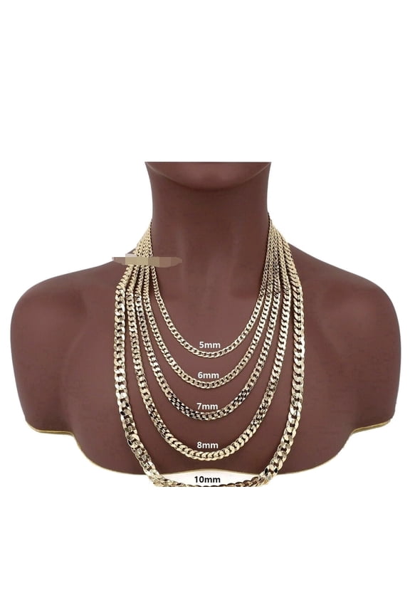 14k Solid Yellow Gold Filled Miami Cuban Chain Necklace 6mm for Women and Men by JEWLER