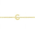 thumbnail image 1 of 14k  Solid Yellow Gold Mini Initial C Bracelet with Spring Ring Closure, Letter C Pendant 5mm, 0.8mm Cable Chain (7"), 1 of 2