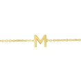 thumbnail image 1 of 14k Solid Yellow Gold Mini Initial M Bracelet with Spring Ring Closure, Letter M Pendant 5mm, 0.8mm Cable Chain (7"), 1 of 2