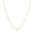 thumbnail image 1 of 14k Solid Yellow Gold Mini Initial T Necklace with Spring Ring Closure, Letter T Pendant 5mm, 0.8mm Cable Chain (18"), 1 of 2