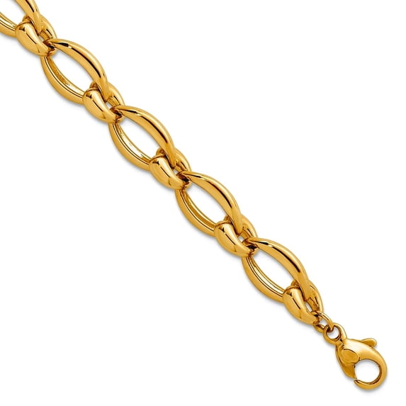 14k Solid Yellow Gold Polished Round Fancy Link 8.75mm Bracelet 7.5 ...