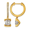 14k Solid Yellow Gold Princess Lab Grown Diamond VS+ F+ Hoop Long Drop ...