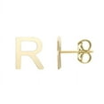 thumbnail image 1 of 14k  Solid Yellow Gold Small Stud Earrings w/ Pushbacks, Initial R (6x5.5mm), 1 of 3