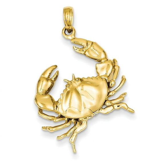 14k Stone Crab with Claw Extended Pendant