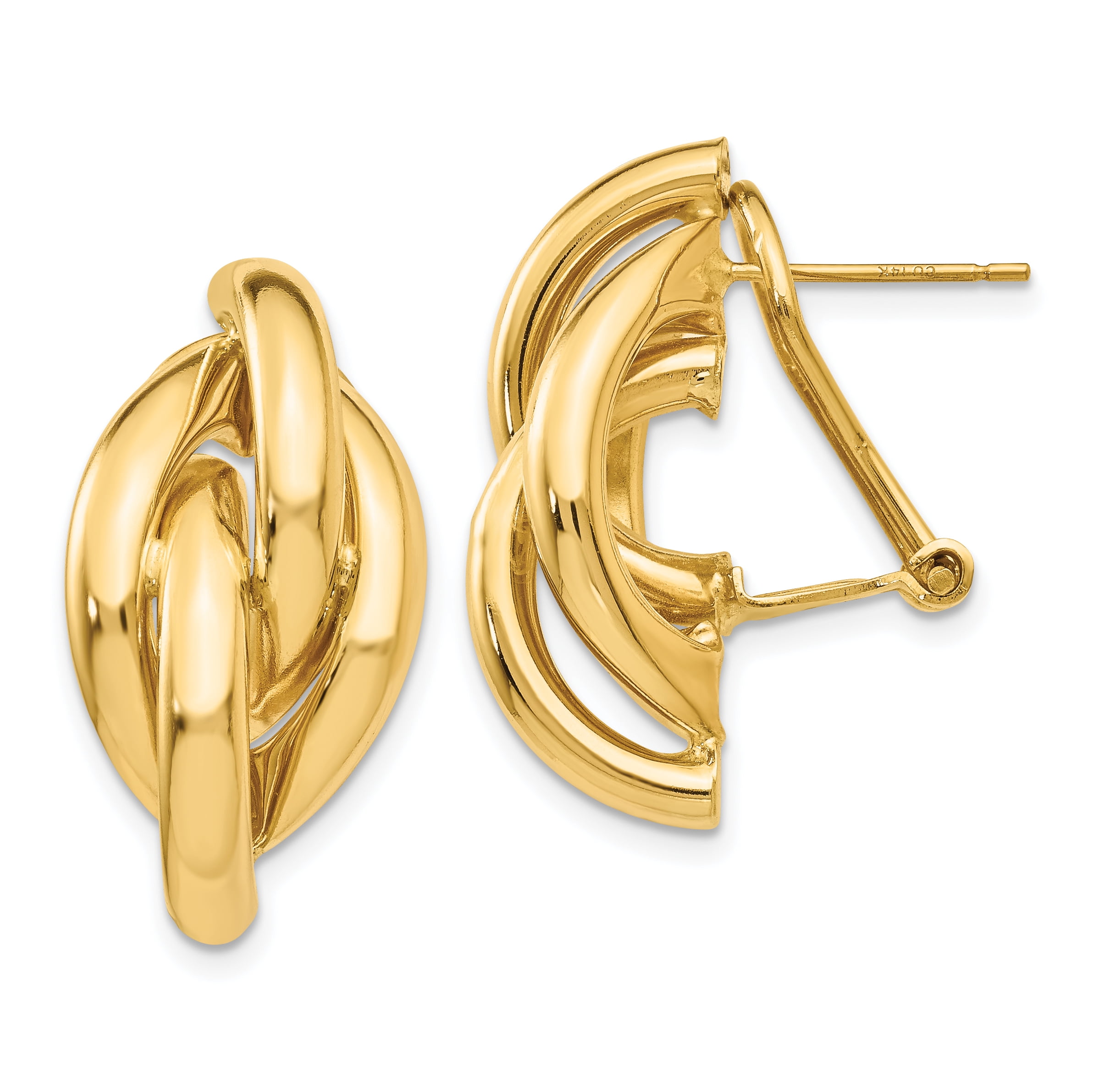 14k Yellow Gold Omega Back Earrings – Elegant Design, Made in Peru 