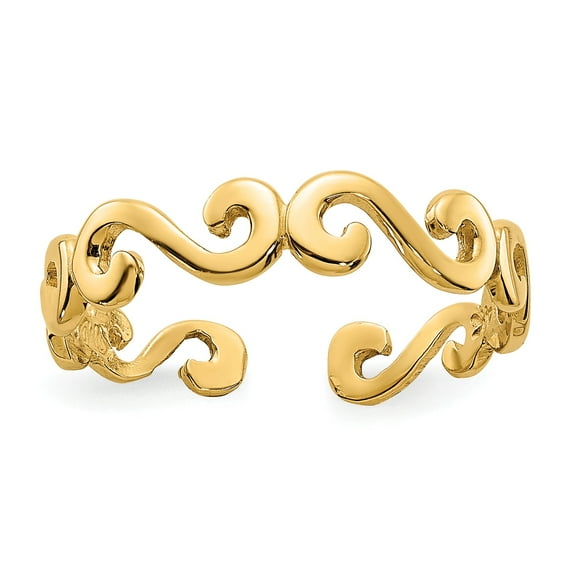 14k Swirl Toe Ring in 14k Yellow Gold - Size 11