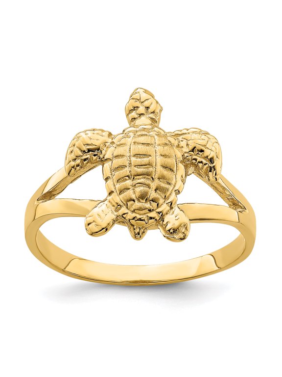 14k Textured Sea Turtle Ring R837