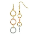 thumbnail image 1 of 14k Tri-Color Diamond Cut Circle Dangle Earrings, 1 of 1