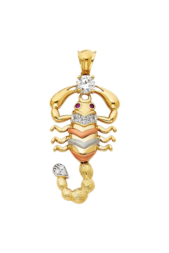 14k Tri-Color Gold 3D Colorful Poisonous Scorpion Pendant Insect Jewelry Female Unisex