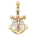 thumbnail image 1 of 14k Tri-Color Gold Cross Pendant Rope Anchor Nautical Sailor Crucifix Charm Jewelry Female Unisex, 1 of 3