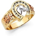 thumbnail image 1 of 14k Tri Color Gold Cubic Zirconia Lucky Horseshoe Men's Ring for Men's - More Rings (TOP1415, 10), 1 of 3