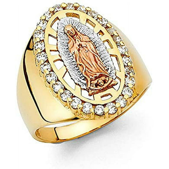14k Tri Color Gold Cubic Zirconia Men's Gold Ring for Men's (TOP1402, 10)