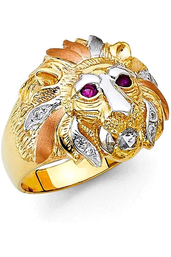 14k Tri Color Gold Cubic Zirconia Men's Gold Ring for Men's (TOP1412, 10)