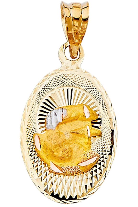 14k Tri-Color Gold DC Baptism Stamp Religious Pendant Charm