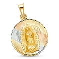 thumbnail image 1 of 14k Tri Color Gold Diamond Cut Our lady Guadalupe Round Pendant Genuine Virign Mary Religious Polished New 25 mm x 20 mm, 1 of 1