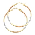 thumbnail image 1 of 14k Tri-Color Gold Diamond-Cut Sq Hoop Earrings , (35mm X 35mm), 1 of 2