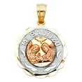 thumbnail image 1 of 14k Tri-Color Gold Mi Bautizo Medallion Pendant Baptism Catholic Faith Charm Jewelry Female Unisex, 1 of 3