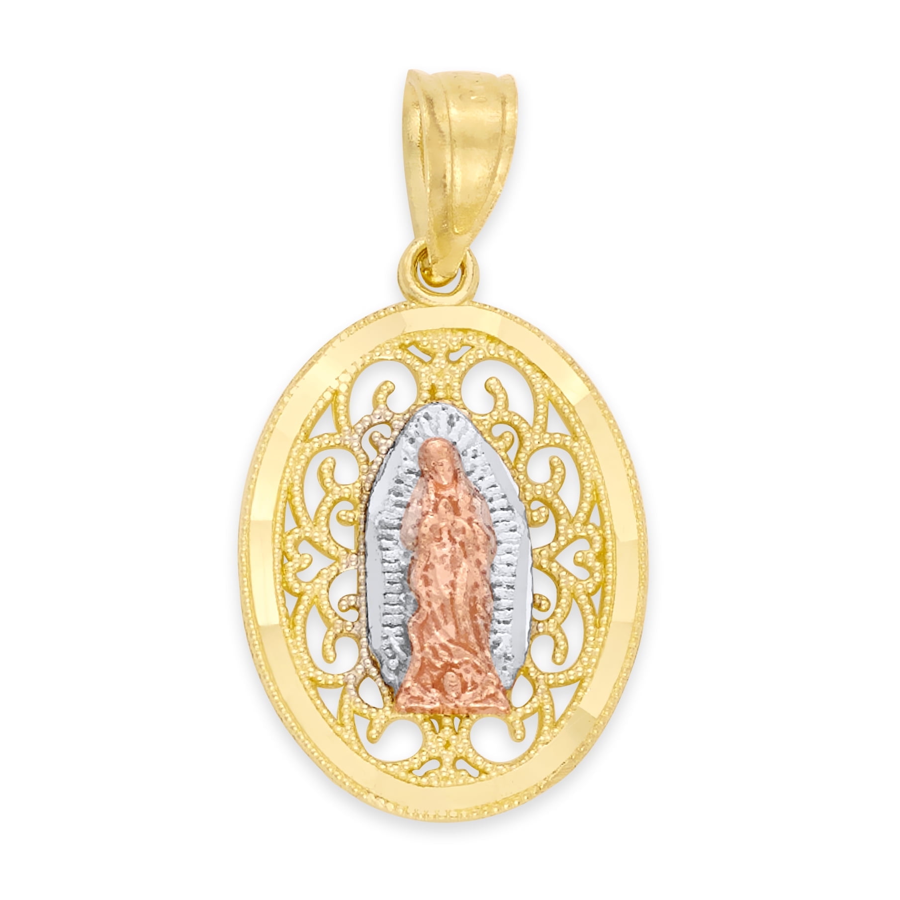 Golden Fire Solid 14k Gold Our Lady of Guadalupe Pendant - Catholic ...