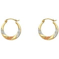 thumbnail image 1 of 14k Tri-Color Gold Studded Hoop Hinge Clasp Circle Round Earrings Jewelry Female Unisex, 1 of 3