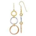 thumbnail image 1 of 14k Tri-Color Gold Triple Circle Dangle Earrings - 2.4 Grams - Measures 61x19mm Wide, 1 of 2