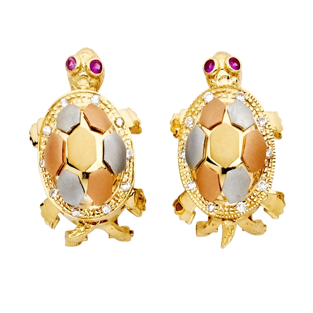 14k offers Turtle Earrings