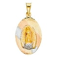 thumbnail image 1 of 14k Tri-Color Gold Virgin Mary Pendant Faith Medallion Jesus Christ Prayer Charm Jewelry Female, 1 of 3