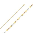 thumbnail image 1 of 14k Tri Color Italian Gold Diamond Cut Stamped Figaro 3+1 Chain Links Necklace 3.2mm 18", 1 of 1