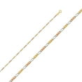 thumbnail image 1 of 14k Tri Color Italian Gold Figaro Concave Chain Link Necklace 1.8mm, 1 of 3