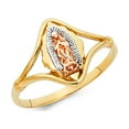 thumbnail image 1 of 14k Tri Color Italian Solid Gold 13mm Guadalupe Oval Shape Ring, 1 of 1