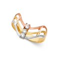 thumbnail image 1 of 14k Tri Color Italian Solid Gold DC CZ Wave Designed Semanario Ring 8mm, 1 of 1