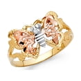 thumbnail image 1 of 14k Tri Color Italian Solid Gold Fancy Butterfly & Hummer Shank Ring 10mm, 1 of 1