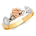 thumbnail image 1 of 14k Tri Color Italian Solid Gold Triple Flower Ring 6mm, 1 of 1