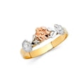 thumbnail image 1 of 14k Tri Color Italian Solid Gold Triple Flower Ring 6mm, 1 of 1