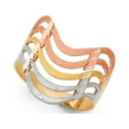 thumbnail image 1 of 14k Tri Color Italian Solid Gold Wave Designed Semanario Ring 15mm, 1 of 1